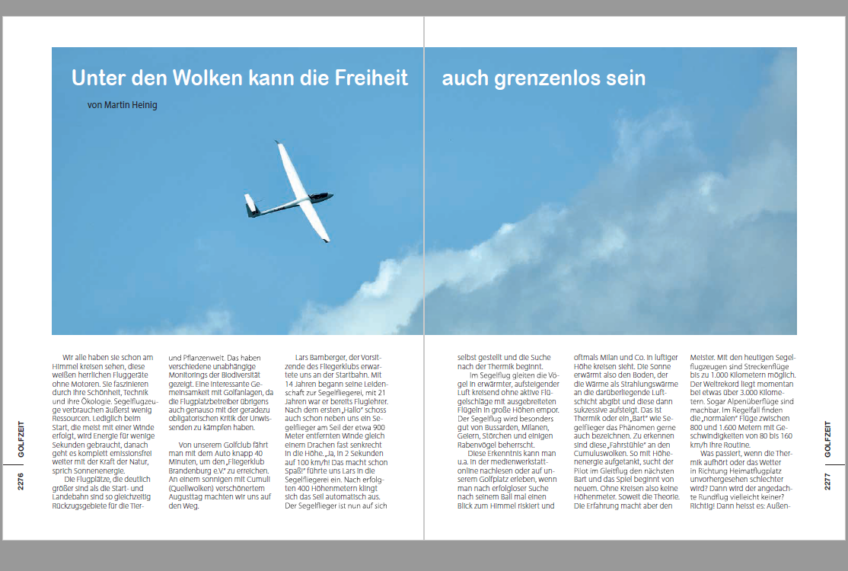 GOLFZEIT nimmt sich Flugzeit